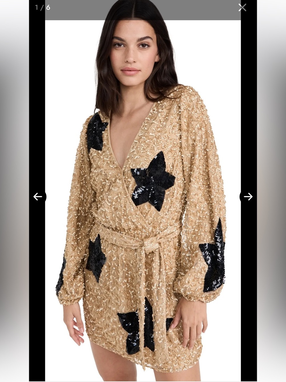 NWT Show Me Your Mumu Wear Me Out Sequin Dress Gold Black Stars Large